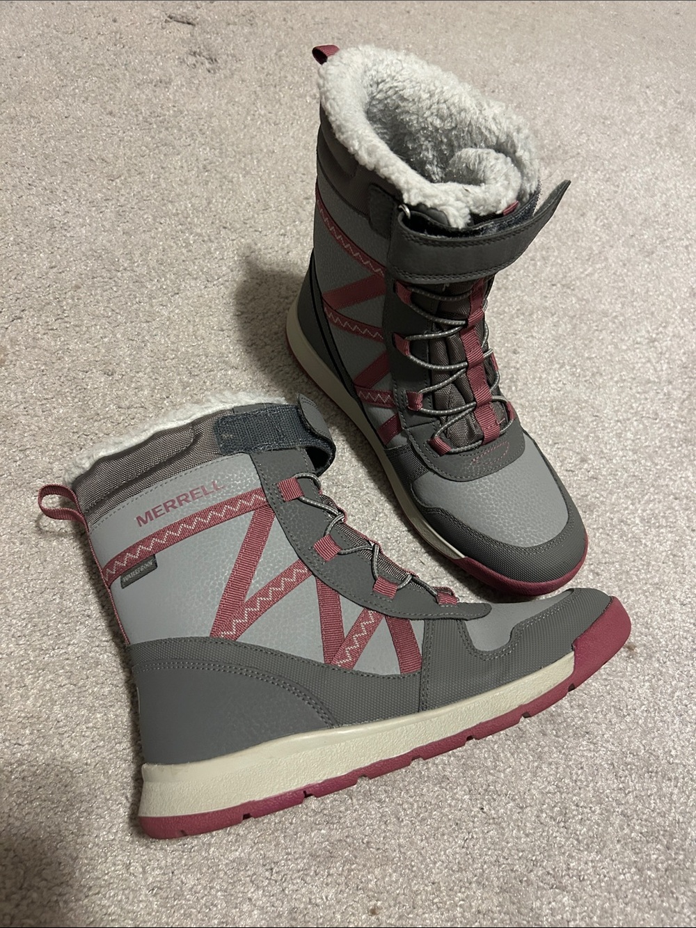 Merrell kidsGray and Pink Insulated Winter Boots